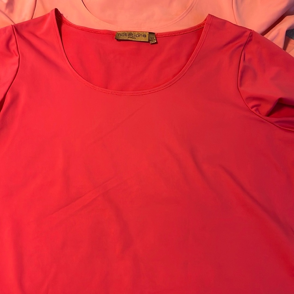 2 Notations Pink and Fuchsia Short Sleeve Top 3X